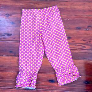 Eleanor Rose polka dot print elastic waist pull on ruffle hem cropped pants 10